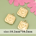 Pendentif cœur carré doré en acier inoxydable 316L pour création bijoux DIY 10,2mm - Forme de Cœur Carrée (MF0603)
