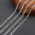 Polished silver 3mm and 4.6mm flat curb chain link for handmade DIY jewelry - Curb Chain (C6402) / C6402 (3 Meters)