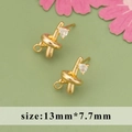 Puce d'oreille nœud doré avec zircon cœur et boucle de connexion pour DIY - Style Cœur Nœud (ME4704A)