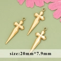 Pendentif dague en acier inoxydable 316L doré, taille 20mm x 7.9mm pour bijoux DIY - Forme d'Épée en Croix (MF0607)