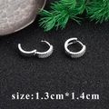 Silver round ear clips with micro-pave white zircon size 1.3cm by 1.4cm - Silver Double Row Rhinestone Earring Clip (M85910) / 1.3x1.4cm