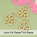 Trois pendentifs fleur en acier inoxydable 316L doré pour bijoux DIY 14,5mm - Forme Florale Creuse (MF0608)