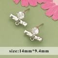Boucles d'oreilles argentées en forme de bambou avec zircon cubique pour bijoux DIY - Style Zirconia Bambou (ME4705B)