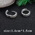 Silver 18k plated zircon clip-on earring finding, round hoop style, size 1.4cmx1.5cm - Silver Multi-Row Rhinestone Hoop Clip (M85912) / 1.4x1.5cm