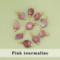 Handgefertigte rosa Turmalin-Anhänger mit Goldmetallringen für DIY-Schmuckherstellung - Rosa Turmalin (ME1703S) / 20er Set