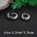 Silver plated circle ear clips with sparkling cubic zirconia, 1.3cm by 1.5cm size - Silver Full Pave Rhinestone Hoop Clip (M85913) / 1.3x1.5cm