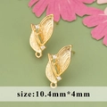 Boucles d'oreilles feuilles dorées avec zircon et anneau, taille 10,4 mm par 4 mm - Style Zirconia Feuille (ME4707A)