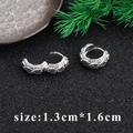Silver plated 18k leaf pattern ear clips with white zircon stones 1.3cm x 1.6cm - Silver Leaf Pattern Rhinestone Clip (M85914) / 1.3x1.6cm