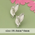 Clous d'oreilles feuille DIY en argent avec zircons blancs taille 10,4mm x 4mm - Style Zirconia Feuille (ME4707B)