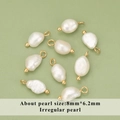 Pendente in perla d'acqua dolce barocca irregolare con anello dorato per gioielli DIY - Pendaglio in Perla Irregolare Pieno Bianco Naturale (MD9311S) / Confezione da 10
