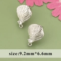 Poussette d'oreille feuille argentée avec zircon cubique, 9,2mm x 6,6mm pour DIY - Style Texture Coquillage (ME4708B)