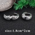 Silver plated hollow carved clip earrings with sparkling cubic zirconia size 1.8cmx2cm - Silver Hollow Carved Rhinestone Clip (M85918) / 1.8x2cm
