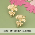 Puces d'oreilles feuille de ginkgo dorées avec zircone et petit anneau ouvert - Style Feuille de Ginkgo (ME4709A)