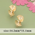 Composants de boucles d'oreilles dorés en éventail avec zircon et anneaux pour bijoux DIY - Style Forme d Éventail (ME4710A)