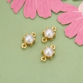 Mini 18k gold plated connector with white pearls and double loops for DIY jewelry - Gold Plated With Pearl Style (ME5701A)