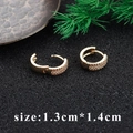 18k gold plated hoop earrings with micro-set zircon stones in a 1.3cm x 1.4cm size - Gold Multi-Row Rhinestone Hoop Clip (M85929) / 1.3x1.4cm