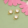 18k gold plated mini round cubic zirconia connector charm for DIY jewelry making - Gold Plated With Clear Zirconia Style (ME5702A)