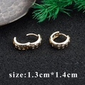 18k gold plated huggie earrings with cubic zirconia, 1.3cm x 1.4cm, diamond cutout design - Gold Rhombus Lattice Rhinestone Clip (M85930) / 1.3x1.4cm