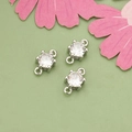DIY 18k gold plated silver link charms with white cubic zirconia for jewelry making - Silver Plated With Clear Zirconia Style (ME5702B)