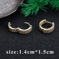 18k gold plated round huggie hoop earrings with micro-pave white zircon, 1.4cm size - Gold Hinged Rhinestone Hoop Clip (M85931) / 1.4x1.5cm