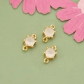 DIY jewelry connector with 18k gold plating and white zircon stone in three pieces - Gold Plated With Milky Stone Style (ME5703A)