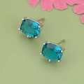 Blauwe kussen geslepen glazen oorbellen met 18k goud plating voor DIY sieraden - Zilveren Basisstijl (05BS)