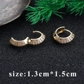 18k gold plated round clip-on earrings with micro-paved zircons measuring 1.3cm x 1.5cm - Gold Radiant Pattern Rhinestone Clip (M85932) / 1.3x1.5cm