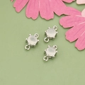 Silver DIY double-loop pendant with mini micro-set opal stone for jewelry making - Silver Plated With Milky Stone Style (ME5703B)