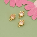 Mini 18k gold plated jewelry connector with champagne cubic zirconia for DIY necklaces - Gold Plated With Champagne Zirconia Style (ME5704A)