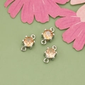 Mini round champagne zircon charms with silver finish and double loops for jewelry DIY - Silver Plated With Champagne Zirconia Style (ME5704B)
