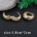 18k gold-plated 1.8x2cm hollow design hoop earrings with zircon stones and snap closure - Gold Hollow Floral Rhinestone Clip (M85937) / 1.8x2cm