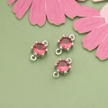 Pink zircon connector with 18k gold plating for DIY jewelry making in a set of three - Silver Plated With Pink Zirconia Style (ME5705B)