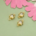 Mini 18k gold plated connector charm with olive green cubic zirconia for DIY jewelry - Gold Plated With Olive Green Zirconia Style (ME5706A)