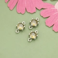 Mini silver plating jewelry connectors with light green cubic zirconia for DIY jewelry - Silver Plated With Olive Green Zirconia Style (ME5706B)