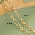 18k gold plated paperclip chain bracelet with 22.4mm by 6.9mm links on wooden stand - Large Rectangular And Small Round (C5406)