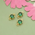 Mini green cubic zirconia 18k gold plated double-loop jewelry connectors for DIY necklaces - Gold Plated With Emerald Zirconia Style (ME5708A)