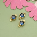 Mini 18k gold plated connector with deep blue zircon and dual loops for DIY jewelry - Gold Plated With Dark Blue Zirconia Style (ME5709A)