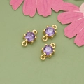 Mini 18k gold plated purple zircon connectors with double loops for DIY jewelry making - Gold Plated With Purple Zirconia Style (ME5710A)