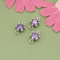 Three purple cubic zirconia connectors in silver plating for DIY jewelry making - Silver Plated With Purple Zirconia Style (ME5710B)