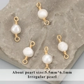 Lot de 5 perles d'eau douce irrégulières faites main avec fil doré pour bijoux DIY - Connecteur Perle Irrégulière 5.5x6.1mm (MD2903S) / Lot de 6