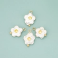 Set of 4 flower-shaped pearl pendants with yellow zircon centers for DIY jewelry making - 02S Yellow (ME03) - Set of 2 (With Artificial Pearl/Zirconia)