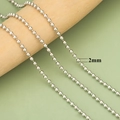 Bright silver 2mm ball chain for DIY jewelry making with high-polished metal finish - 2mm Diameter Silver Style-3m(C39601B)