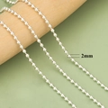 Silver 2mm ball chain for DIY jewelry making wrapped around a wooden stick - 2mm Diameter Rhodium Style-3m(C39601Y)