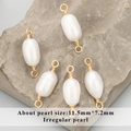 Cinq pendentifs en perles d'eau douce baroques irrégulières avec boucles en fil doré - Connecteur Perle Irrégulière 11.5x7.2mm (MD2909S) / Lot de 6
