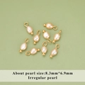 Baroque irregular freshwater pearl pendant with gold ring, DIY jewelry part 8.3x6.9mm - Irregular Teardrop Pearl Pendant (MD9301S) / 10 Pieces Pack