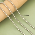 Chaîne à billes argentée de 2,5 mm, accessoire de collier avec finition polie - Style Argent Diamètre 2.5mm-3m(C39602B)