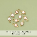 Nine irregular Baroque freshwater pearl pendants with gold loops for DIY jewelry making - Champagne Iridescent Irregular Pearl Pendant (MD9302S) / 10 Pieces Pack