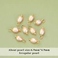 Pink orange irregular freshwater pearls with gold connectors for DIY jewelry making - Pink Orange Oval Irregular Pearl Pendant (MD9304S) / 10 Pieces Pack