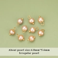 Irregular pale pink freshwater pearl pendants with gold hoops for DIY jewelry 4.8x5.6mm - Pink Nude Small Irregular Pearl Pendant (MD9305S) / 10 Pieces Pack