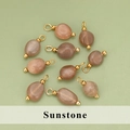 Handgefertigte Sonnenstein Anhänger mit goldenen Ringen für DIY Schmuckherstellung - Sonnenstein (ME1704S) / 20er Set